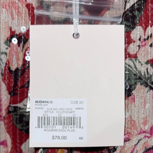 NWT LC Lauren Conrad Burgundy Floral Sequin Dress - Size 2X #246 - Picture 5 of 12